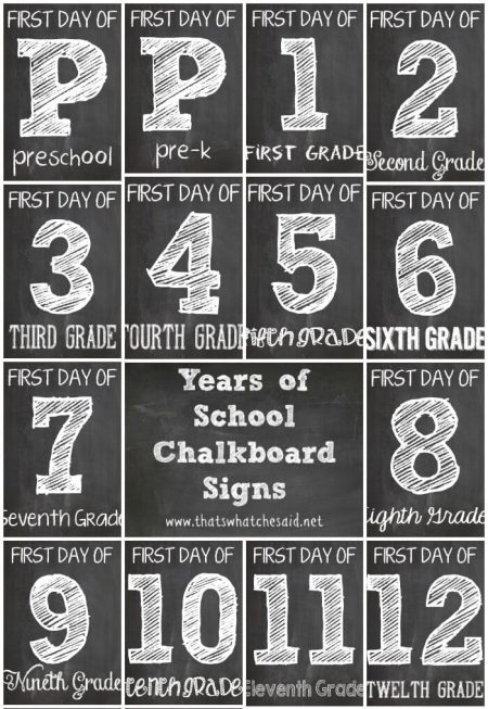 First Day of School Printable Chalkboard Signs