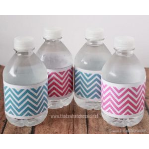Pink & Blue Chevron Water Bottle Labels