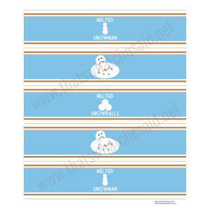 Melted Snowman Water Bottle Labels